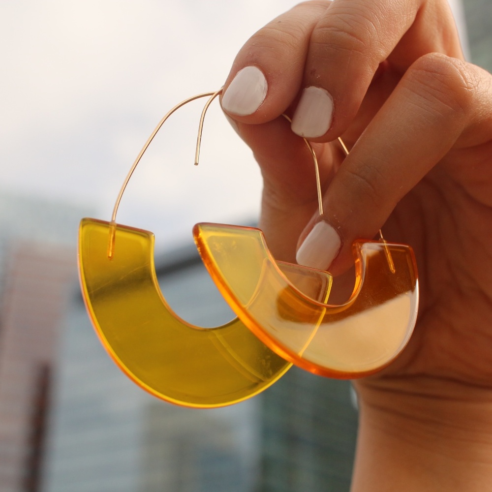 New Ryan Crescent Hoops wire EARRINGS - Picture 5 of 7